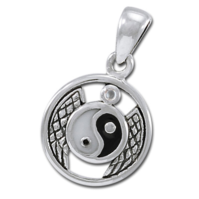 Yin Yang Vedhæng Med Bjergkrystal - Ukæde