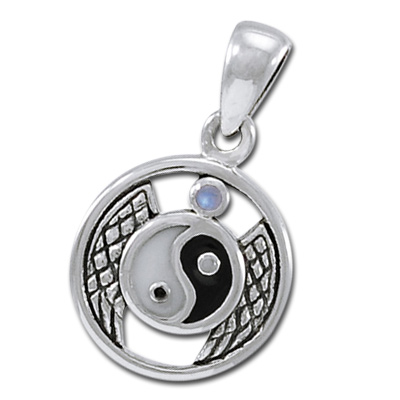 Yin Yang Vedhæng Med Månesten - Ukæde