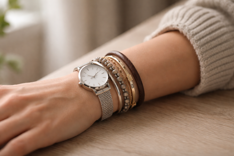 Sådan stacker du armbånd: proportioner, materialer, komfort og færre ridser